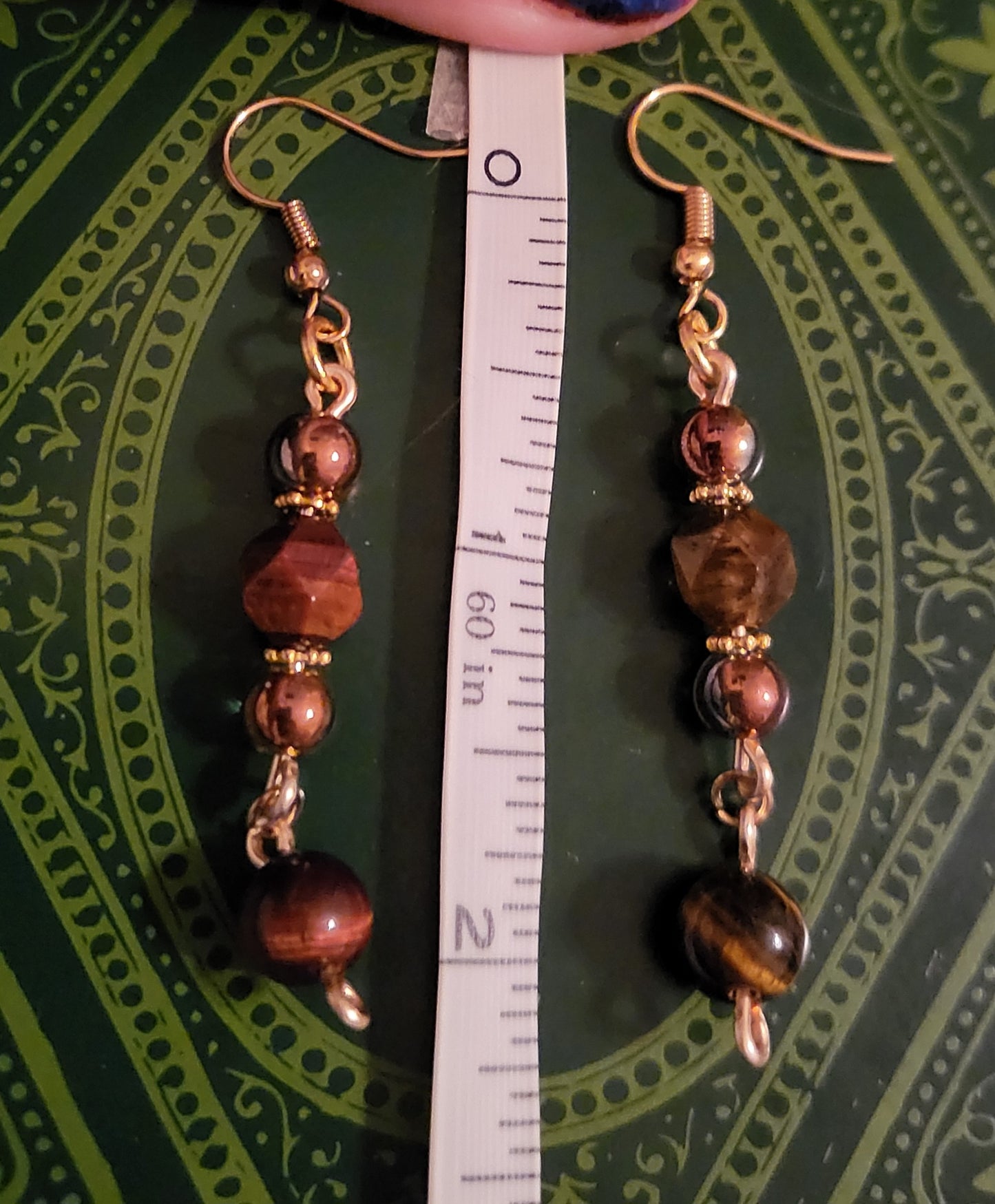 Tigers Eye 2" Dangly Earrings