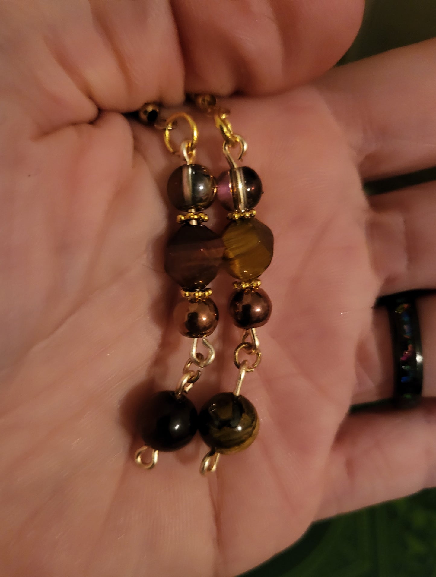 Tigers Eye 2" Dangly Earrings