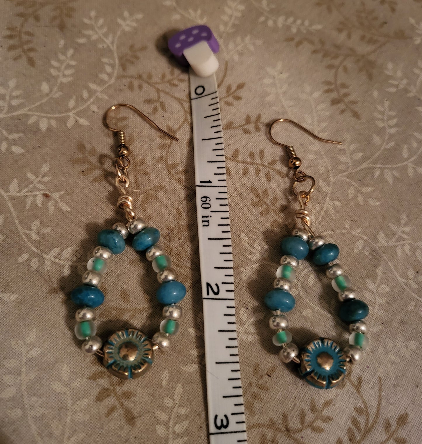 Teal Gold Earrings