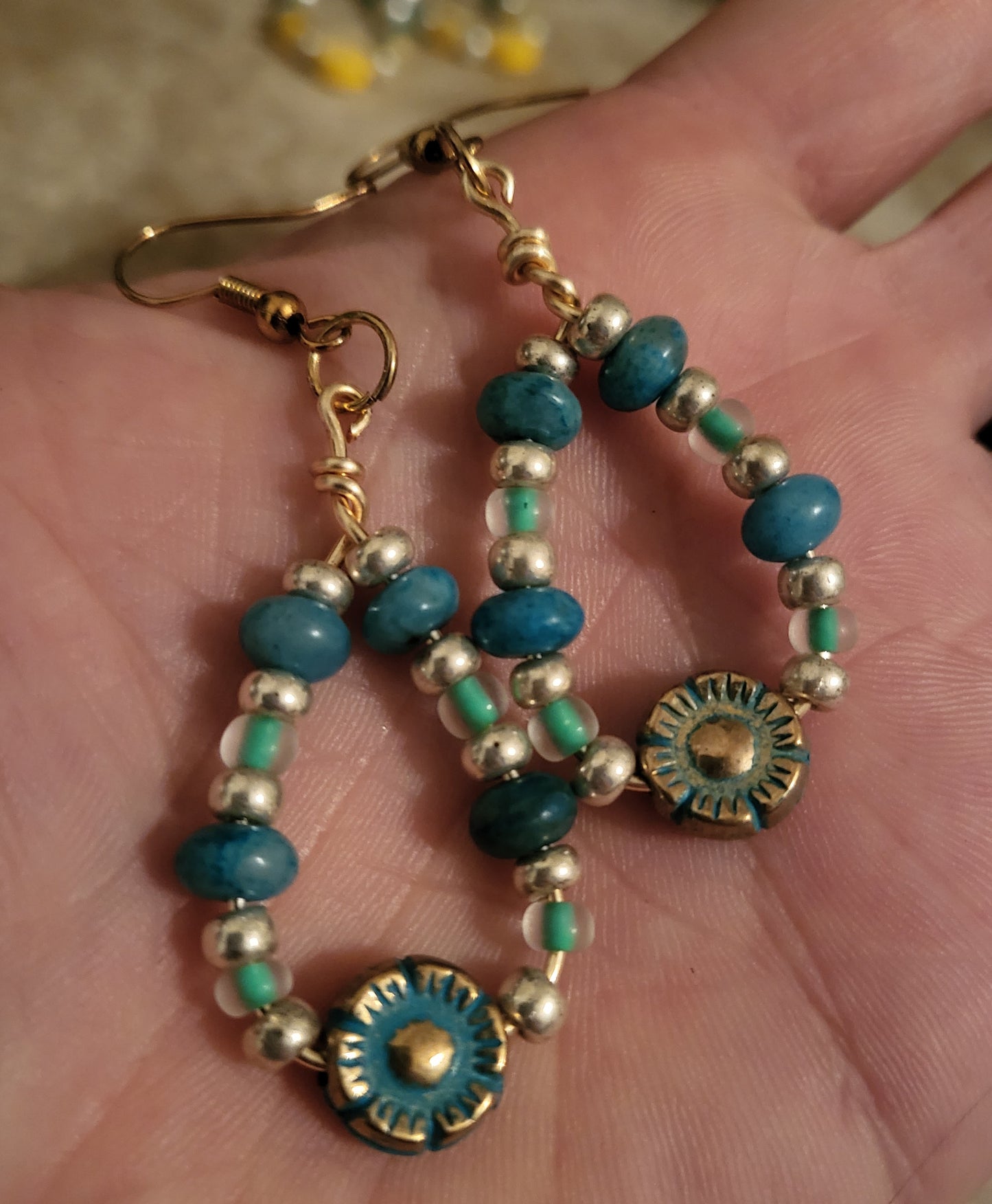 Teal Gold Earrings