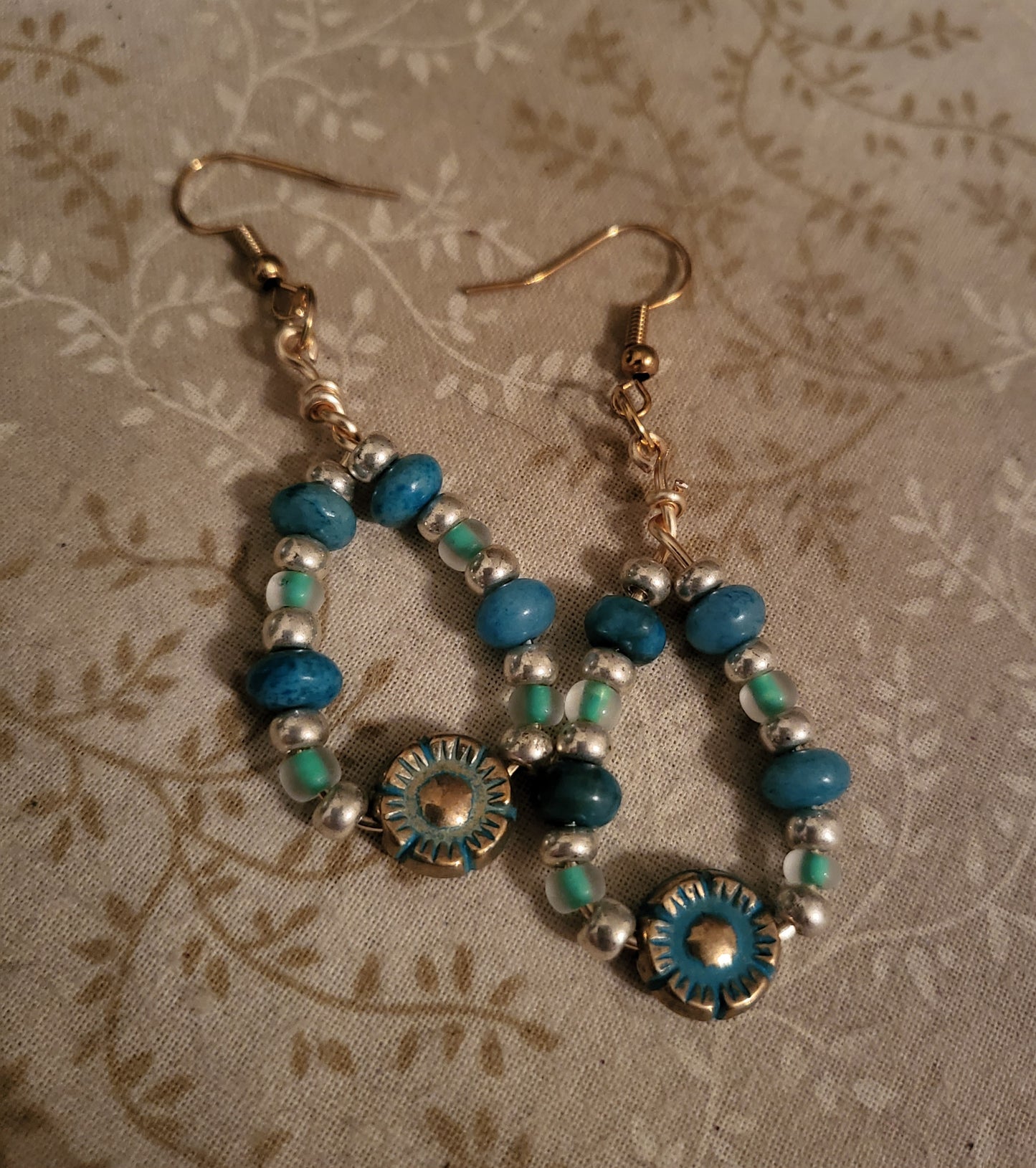 Teal Gold Earrings