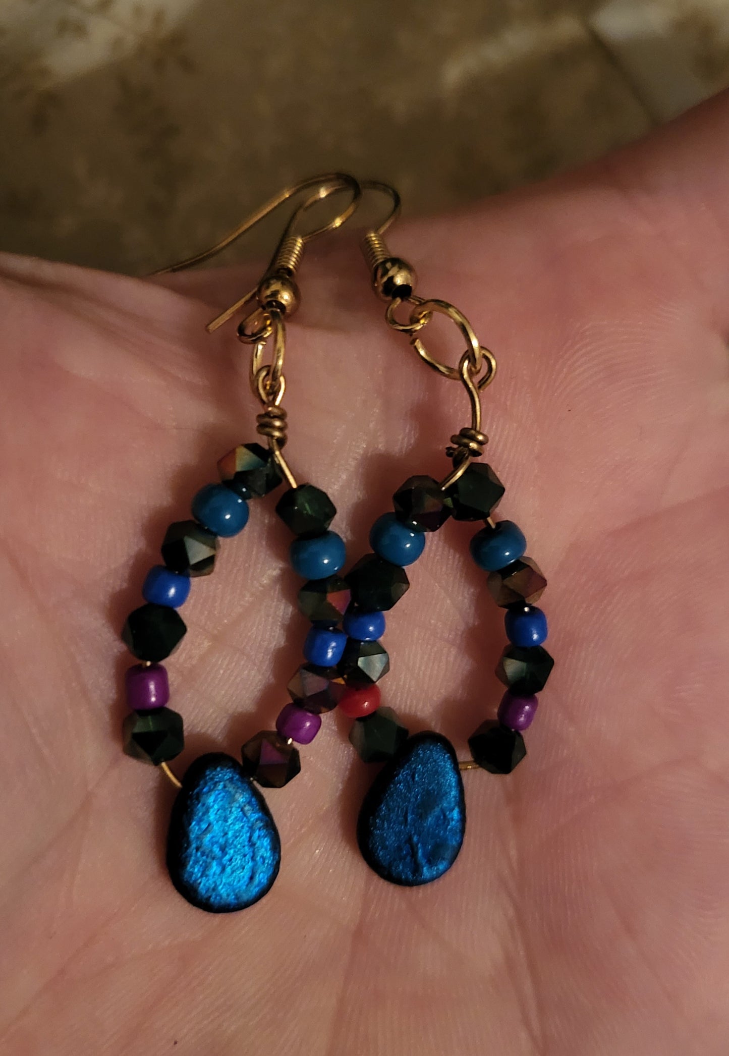 Blue Dragon Scale Earrings