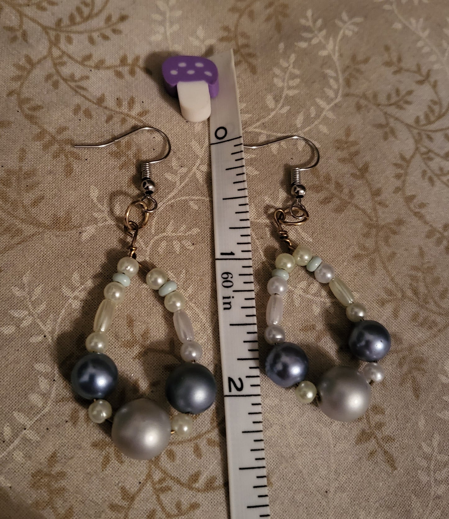 Chrome w/ Teal accent Dangly earrings