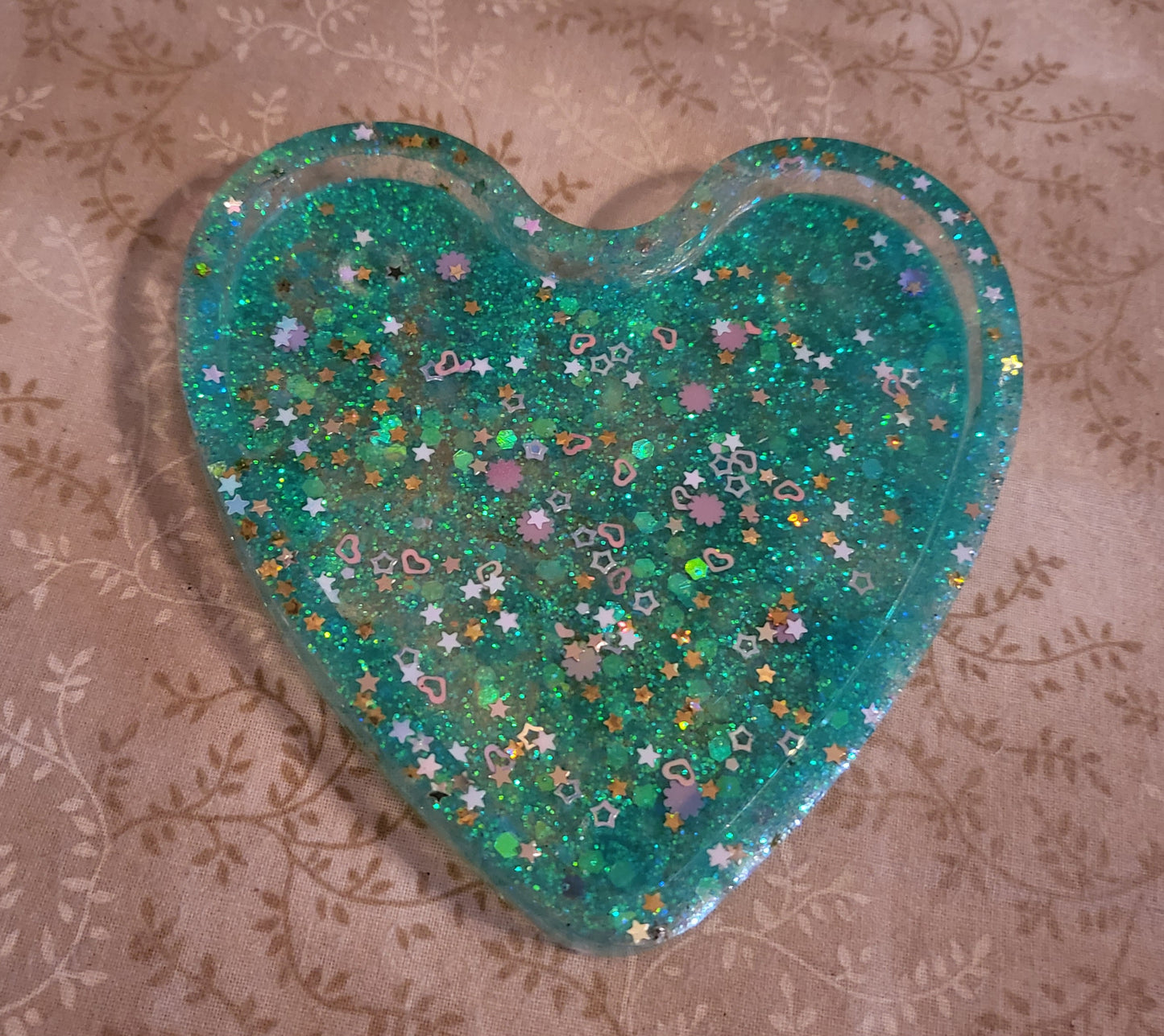 Blue Confetti Heart Jewelry Tray