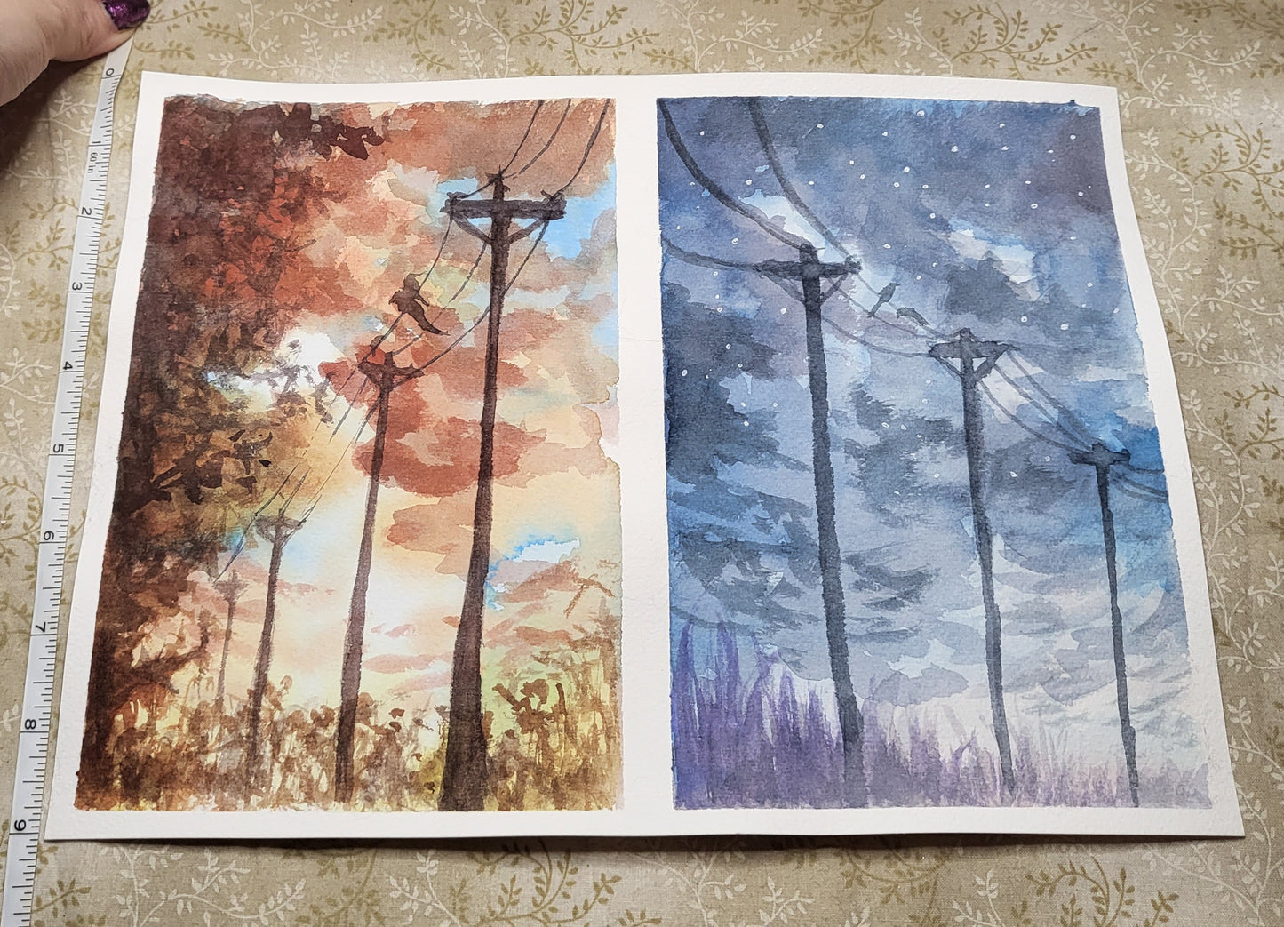 Dawn and Dusk 9x12 Original Watercolor