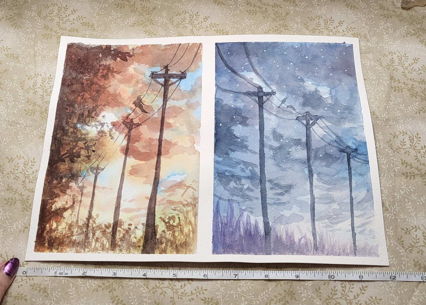 Dawn and Dusk 9x12 Original Watercolor