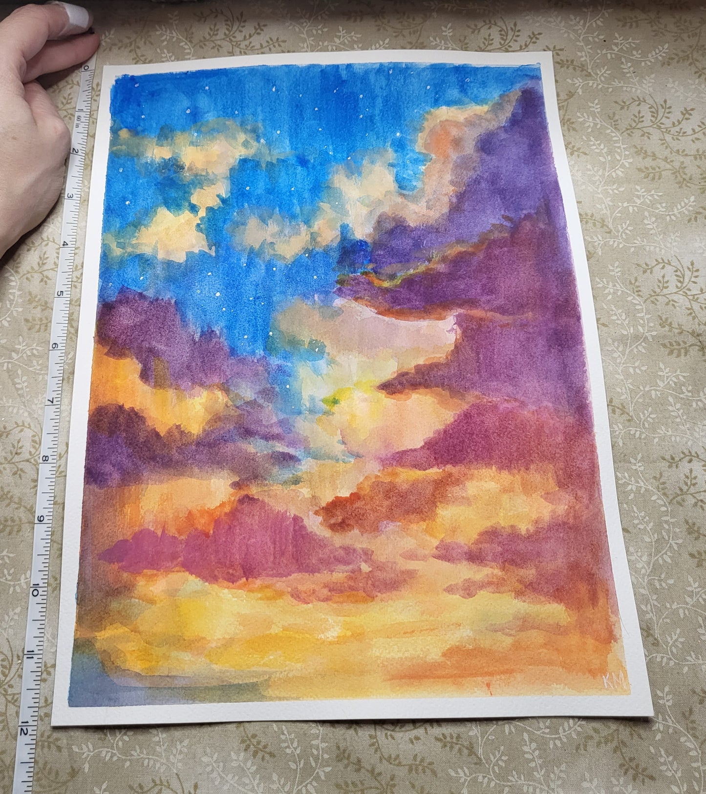 Sky Over Walmart Original 9x12 watercolor