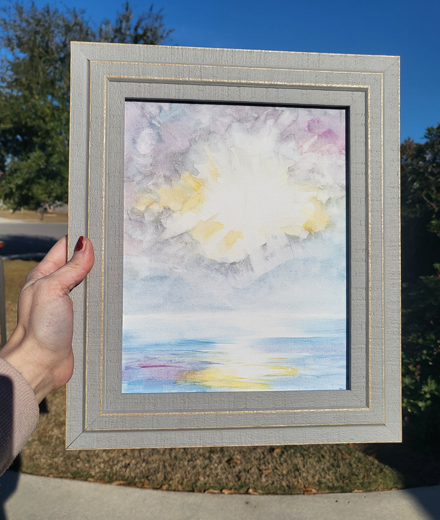 8x10 Grey Dawn Framed Original Watercolor