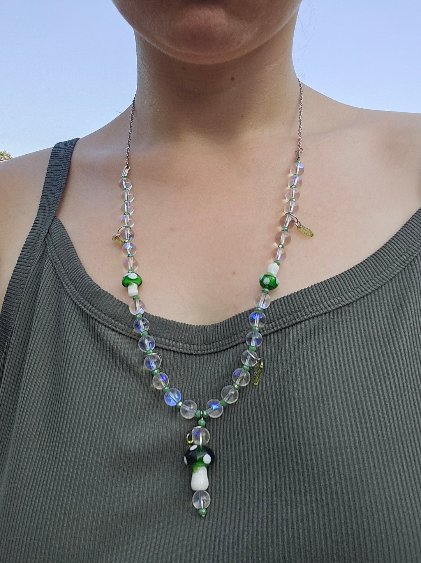 Green Mushroom 11" Necklace