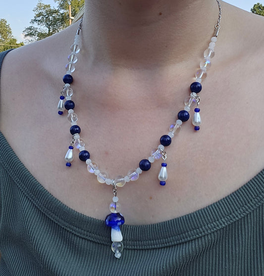 Blue Mushroom/Lapis Lazuli 10" Necklace