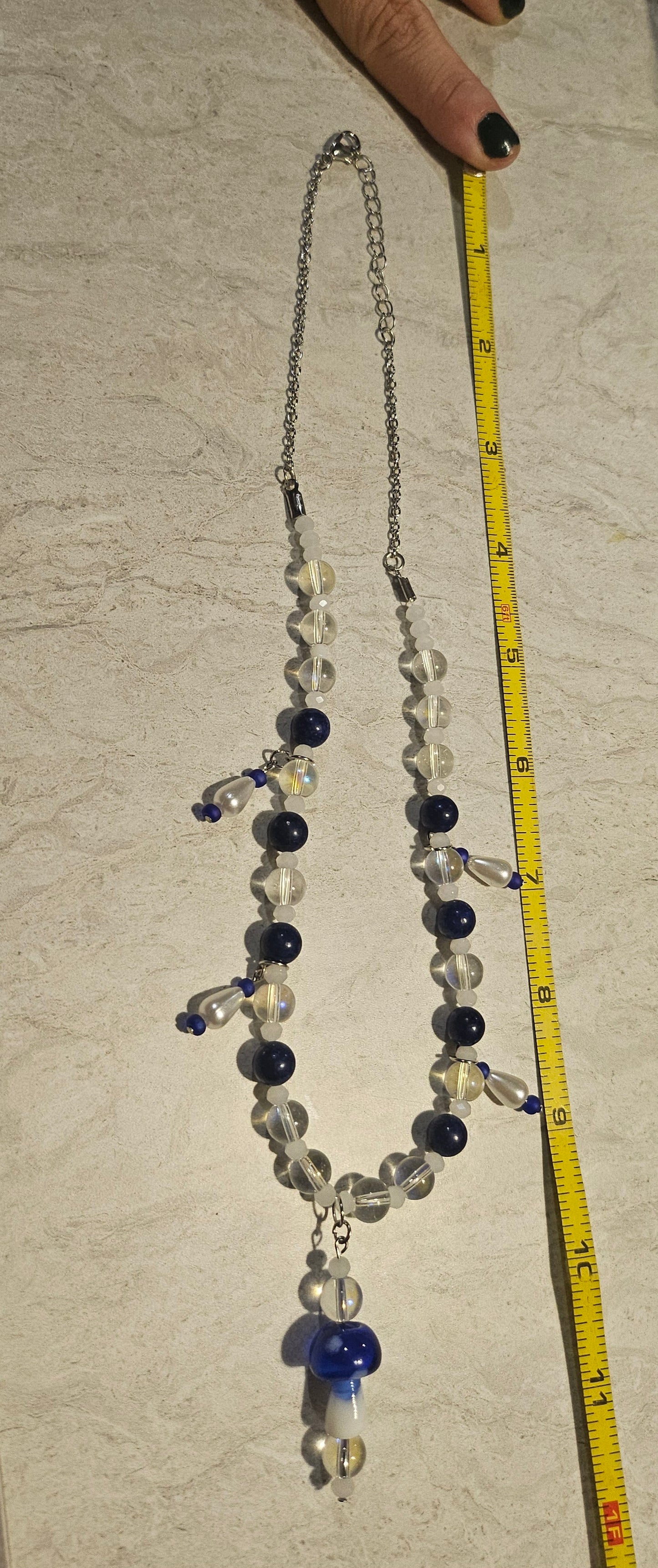 Blue Mushroom/Lapis Lazuli 10" Necklace