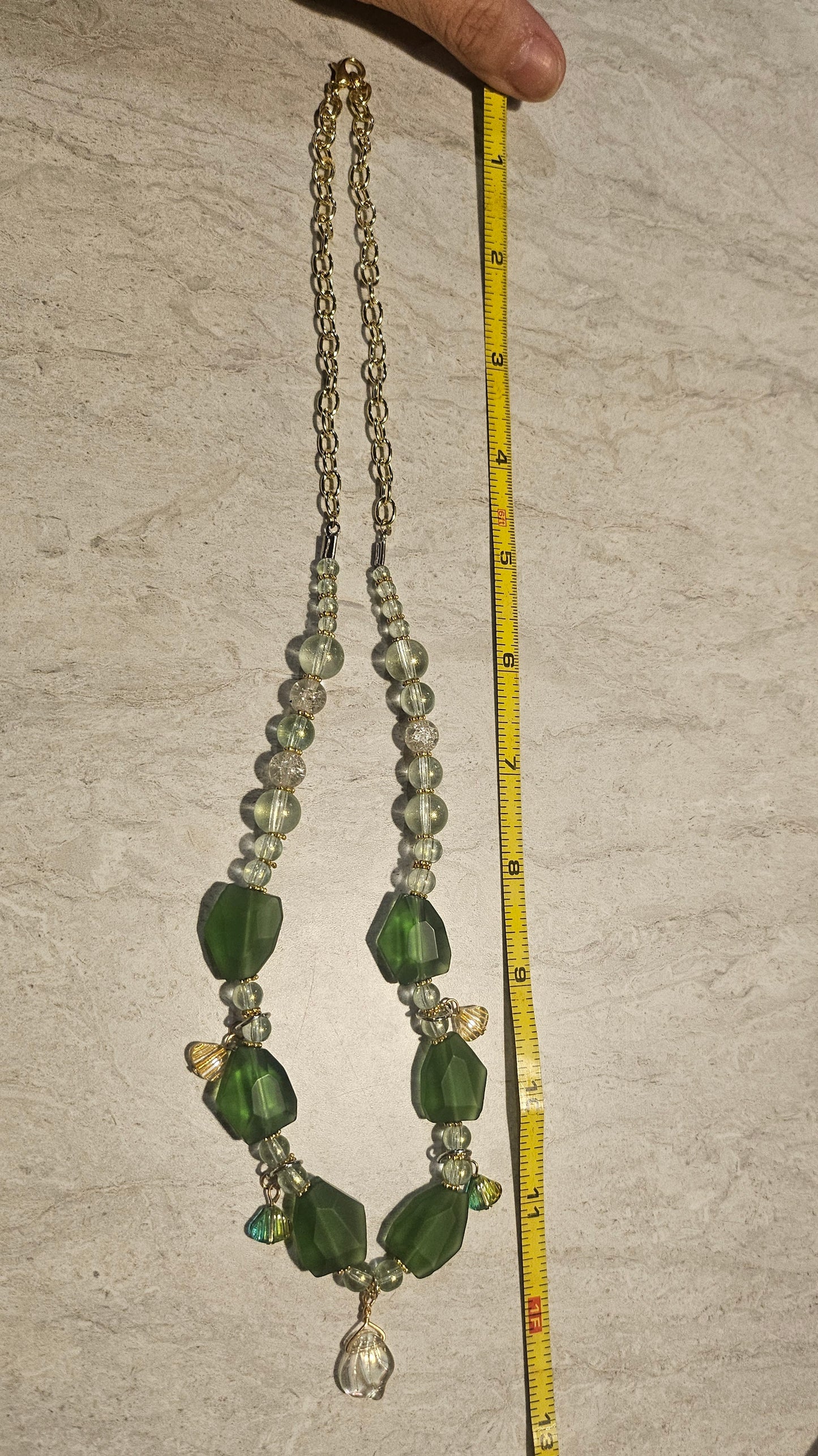 Green Seaglass Dangly Necklace