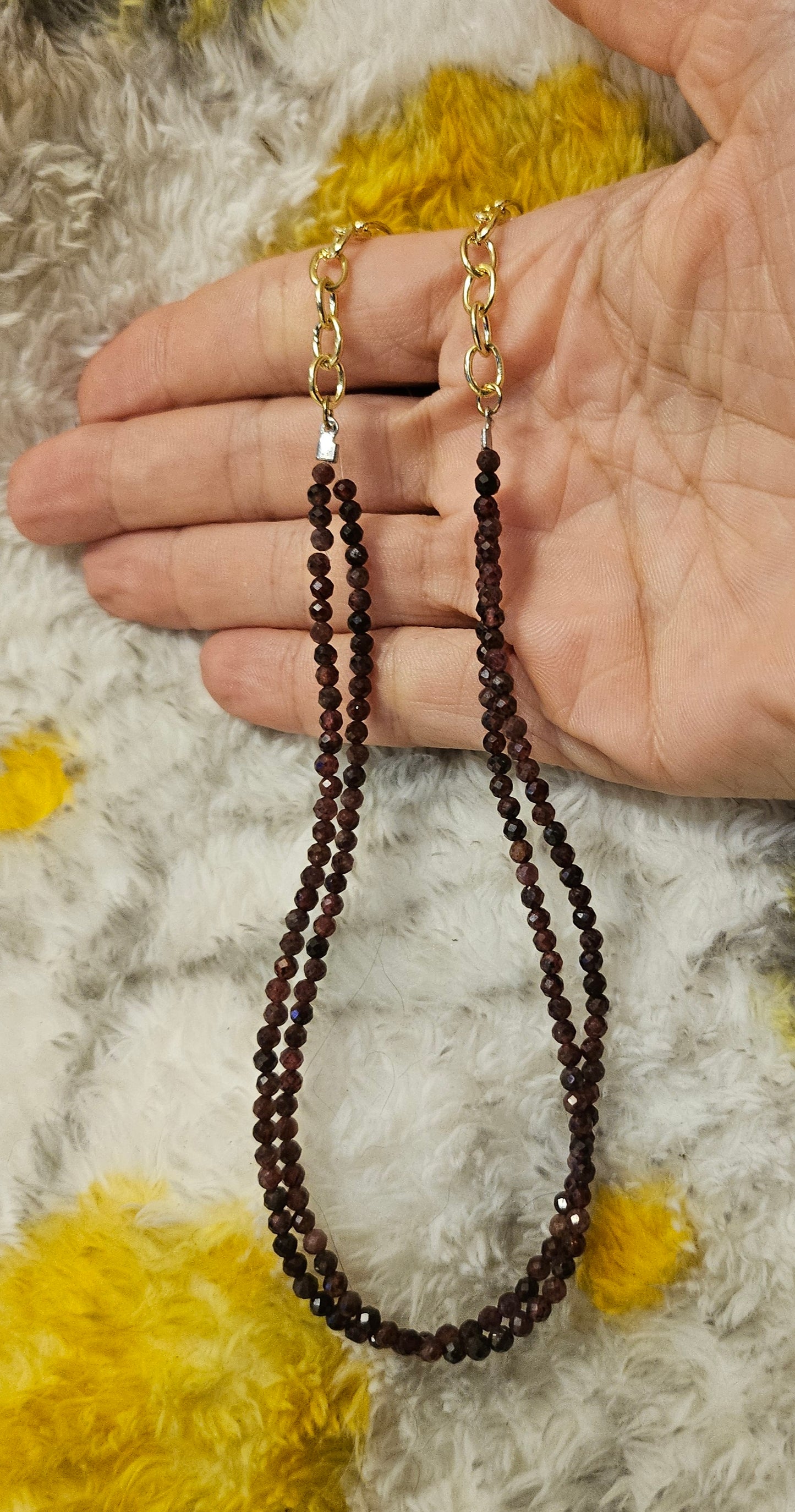 8" Garnet Gashed Throat Choker gold