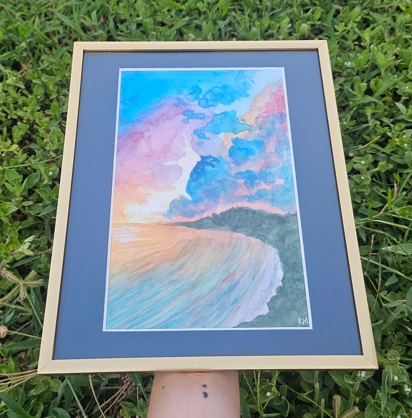 Cotton Candy Morning Framed Original Watercolor