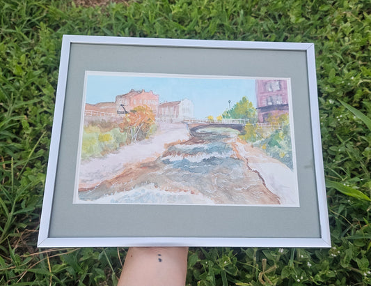 Derry Bridge Framed Watercolor