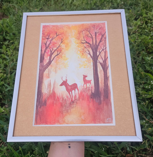 Dappled Morning watercolor silver frame