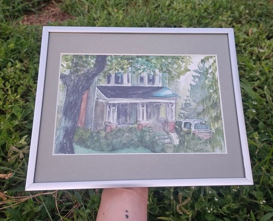 Chez Denbrough Original Watercolor silver frame