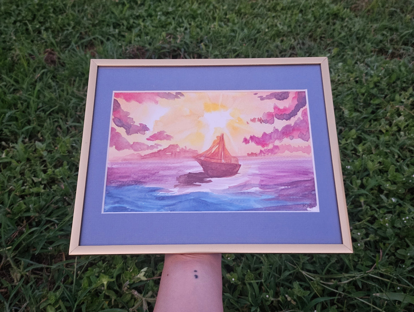 Sun-kissed Waves Framed Original Watercolor