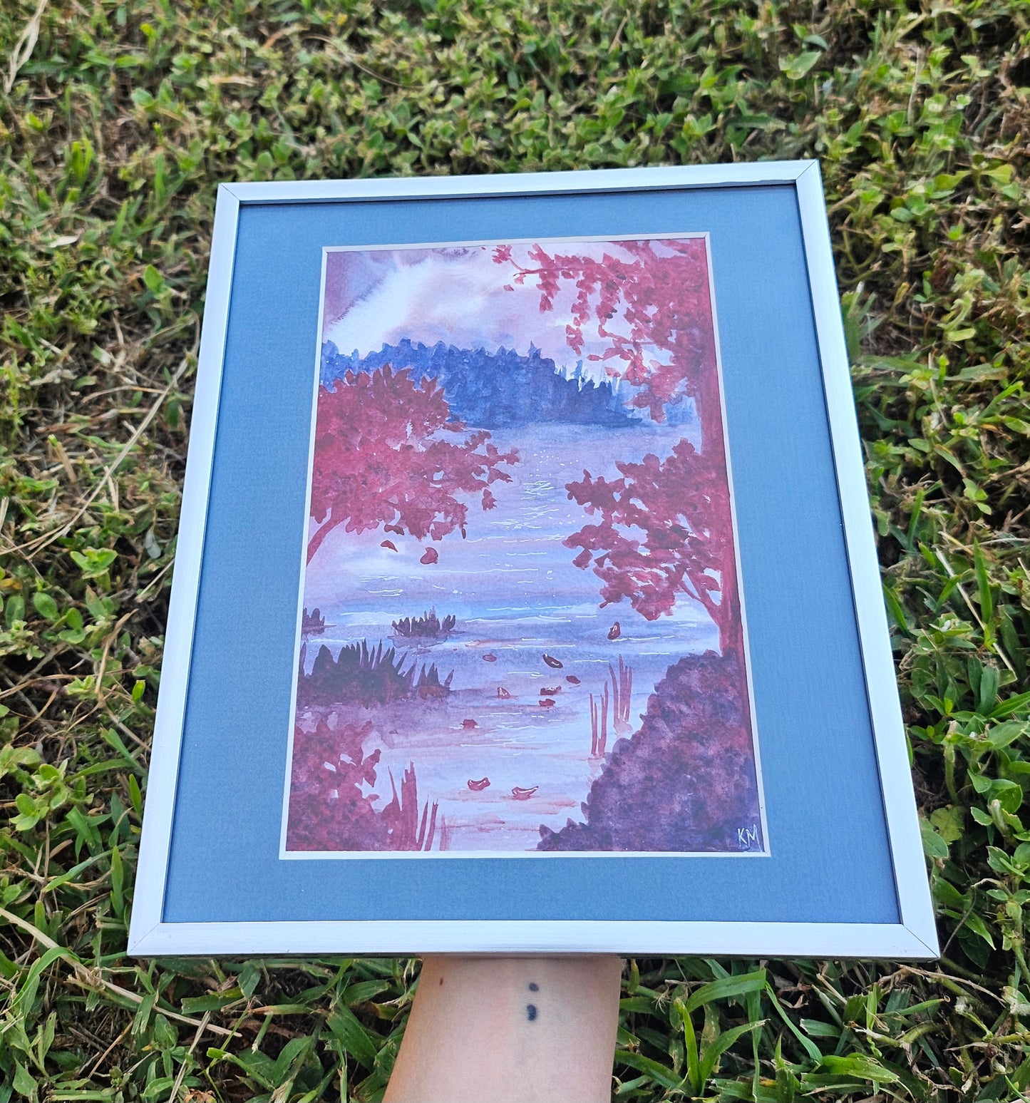 Crimson Dream framed watercolor painting