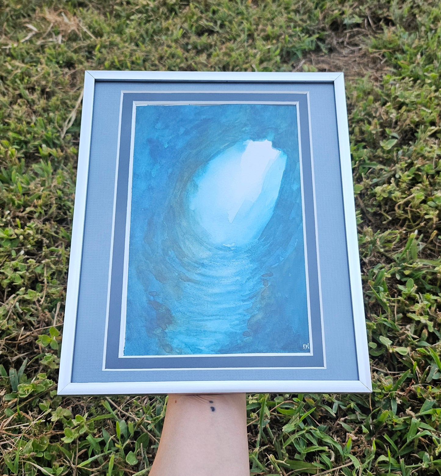 Underwater Cave Framed Watercolor