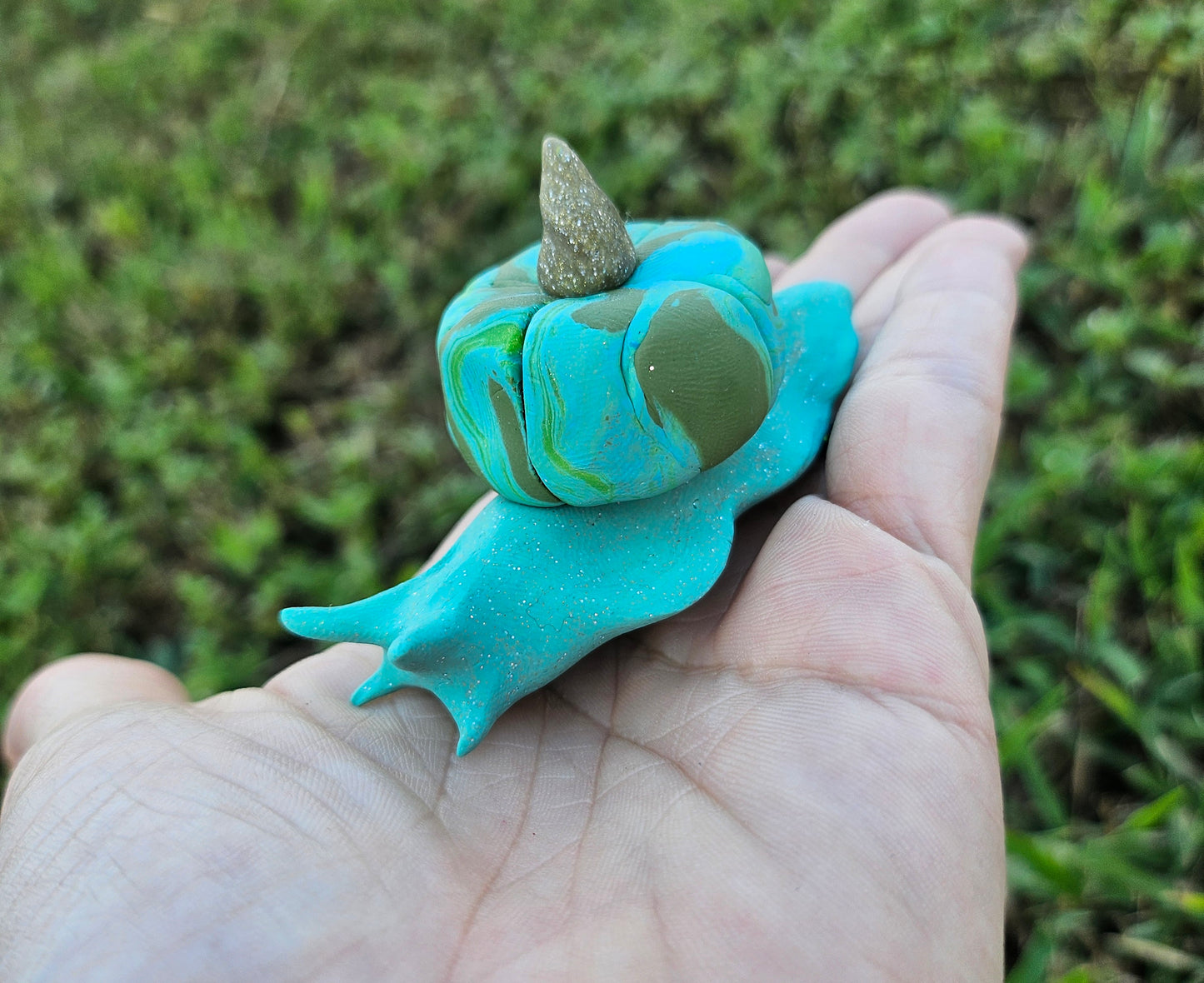 Green and Blue Pumpkin Snail