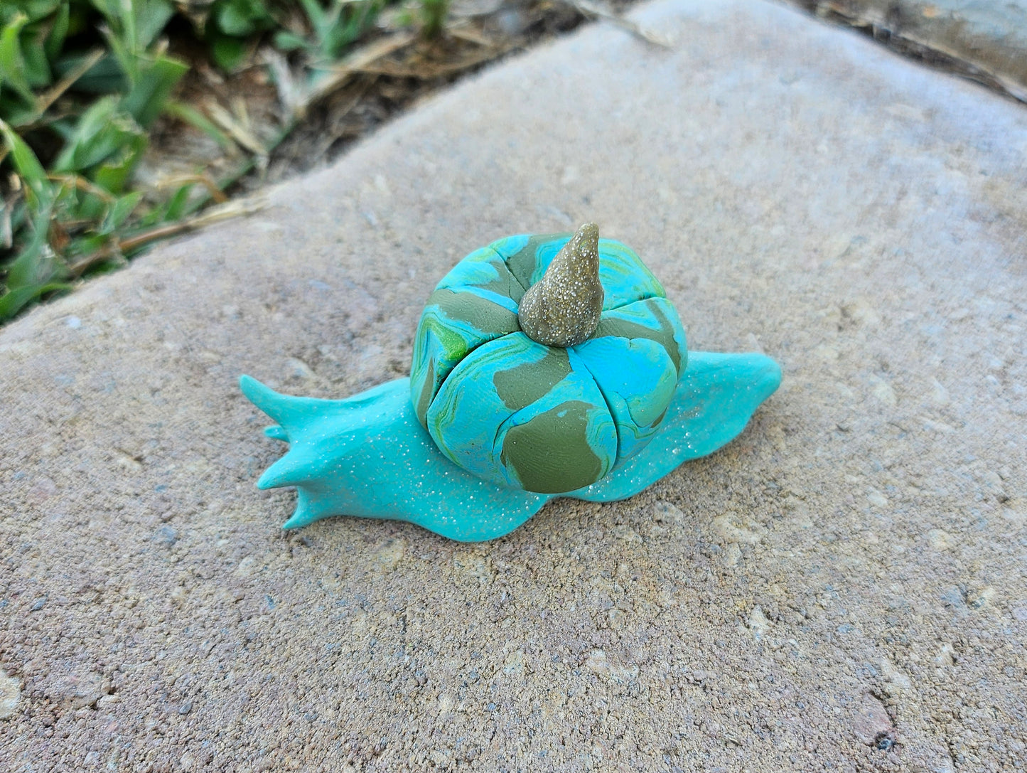 Green and Blue Pumpkin Snail