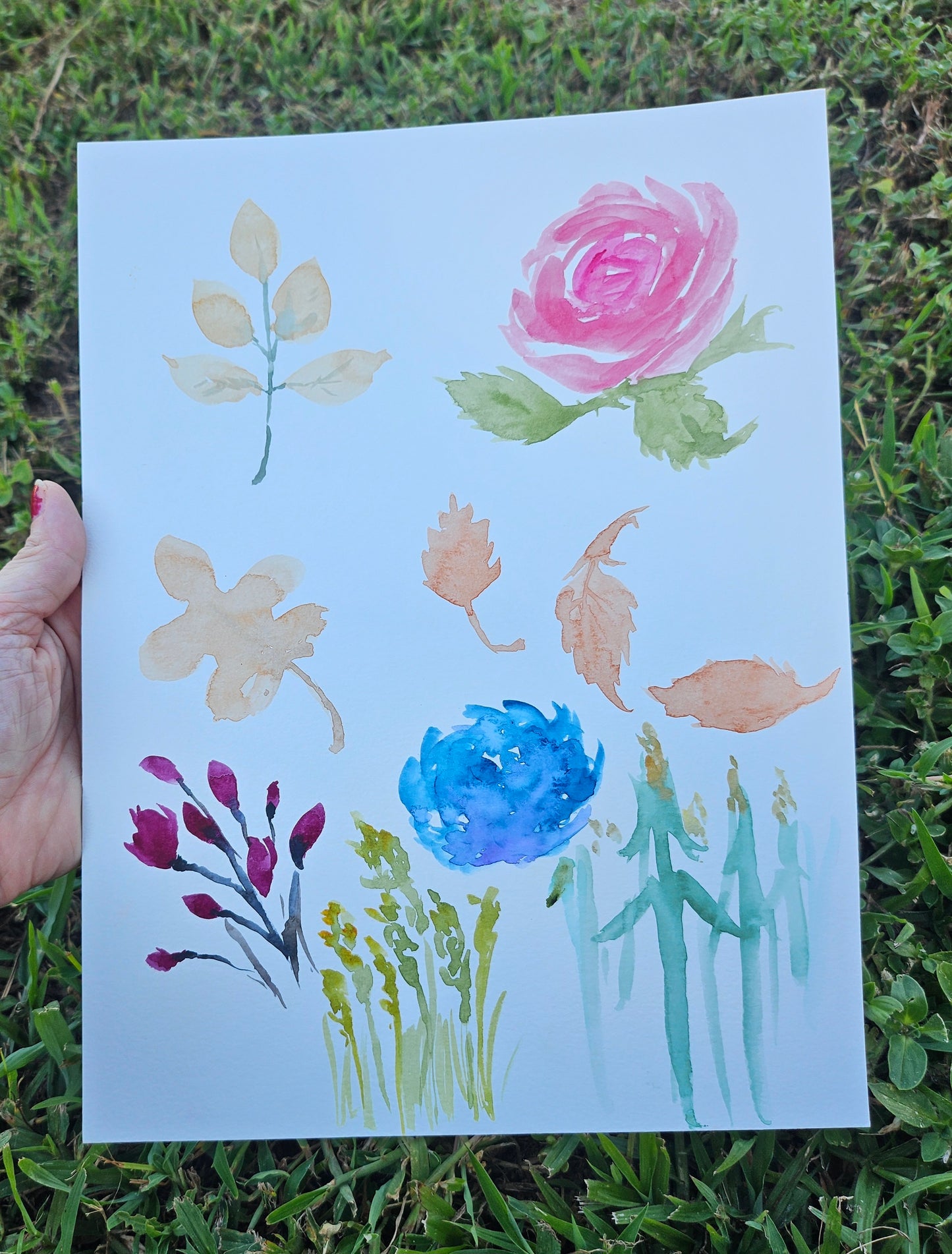 Floral Practice 9x12 Original Watercolor