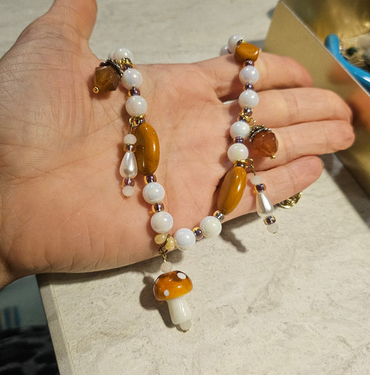 Burnt Orange Mushroom necklace