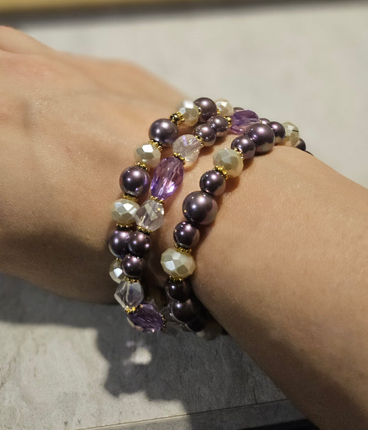 6-7" Purple Fancy Stretchy Bracelets