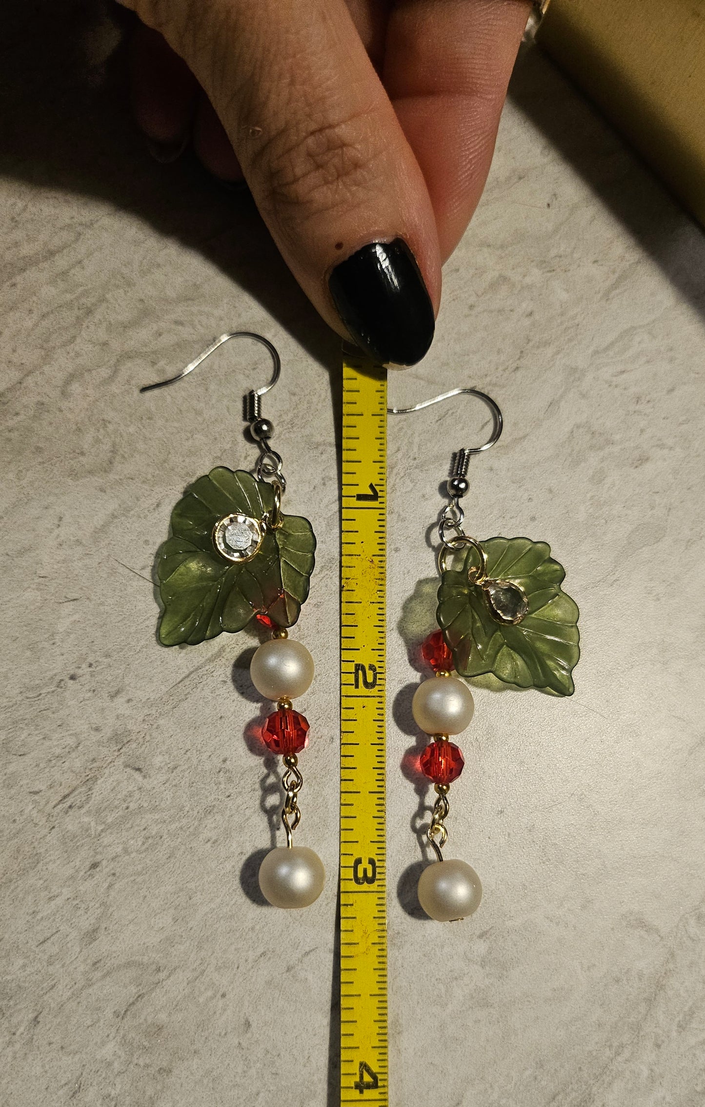 3" Cream Dew Dangly Earrings