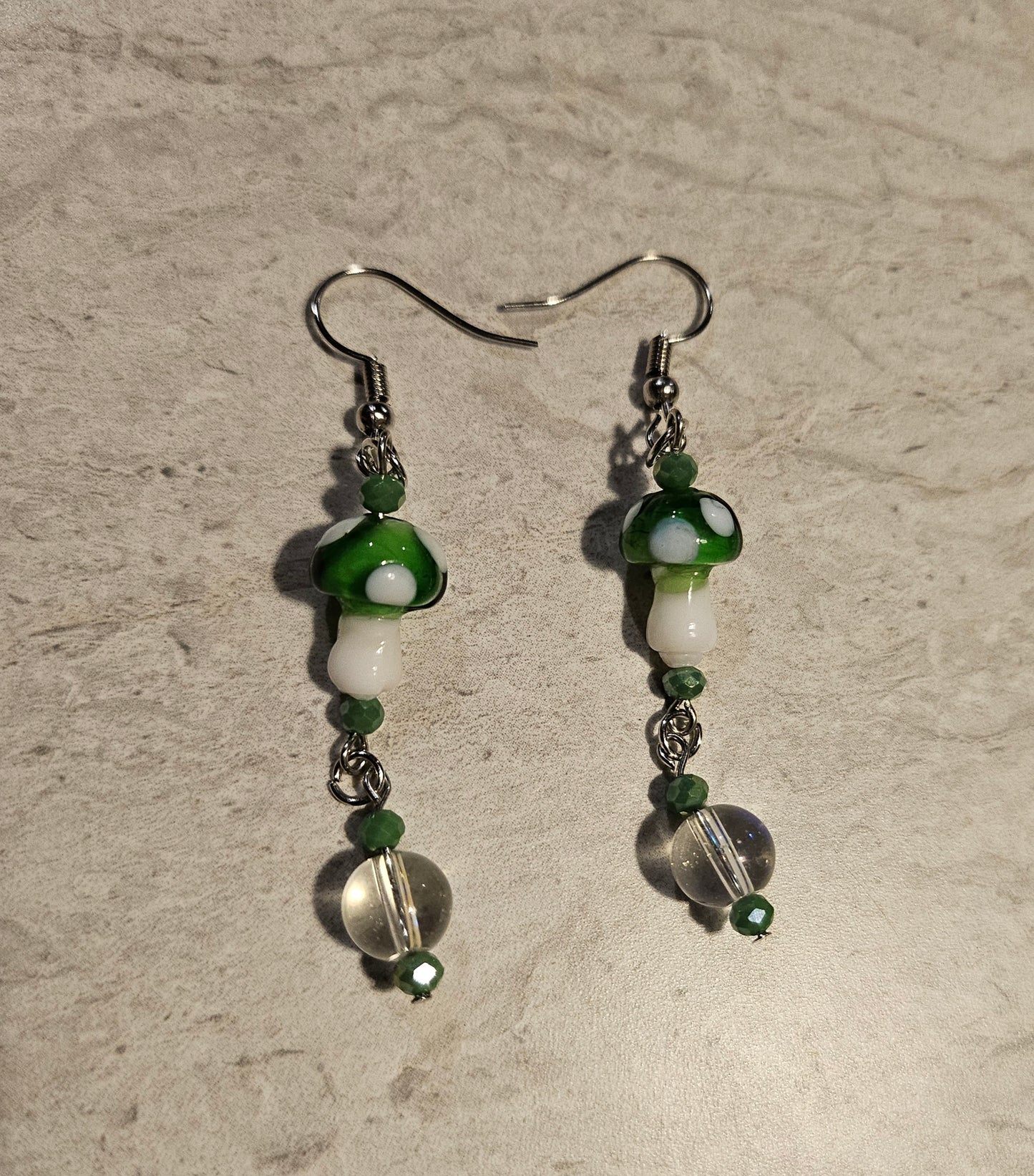 2.5" Green Mushroom Dangly Earrings