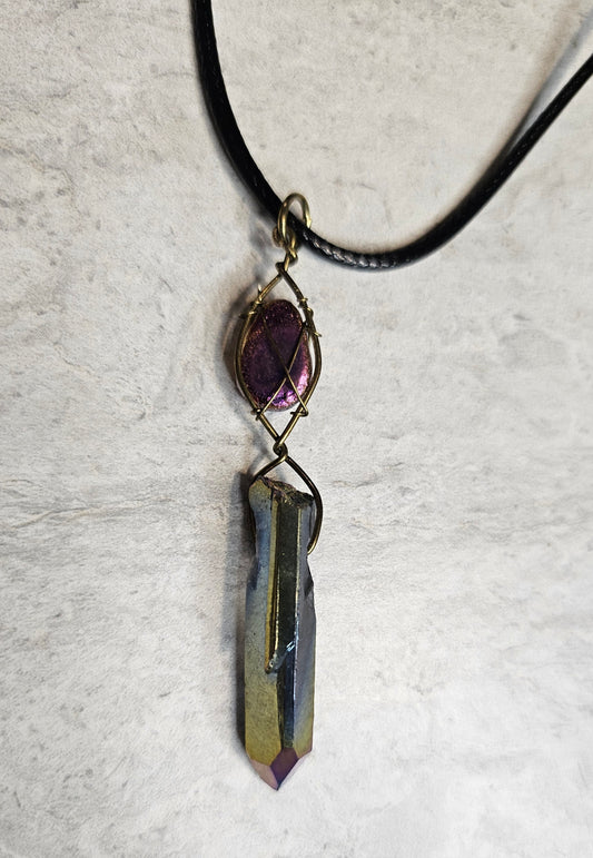 9" Purple Crystal with Teardrop accent necklace