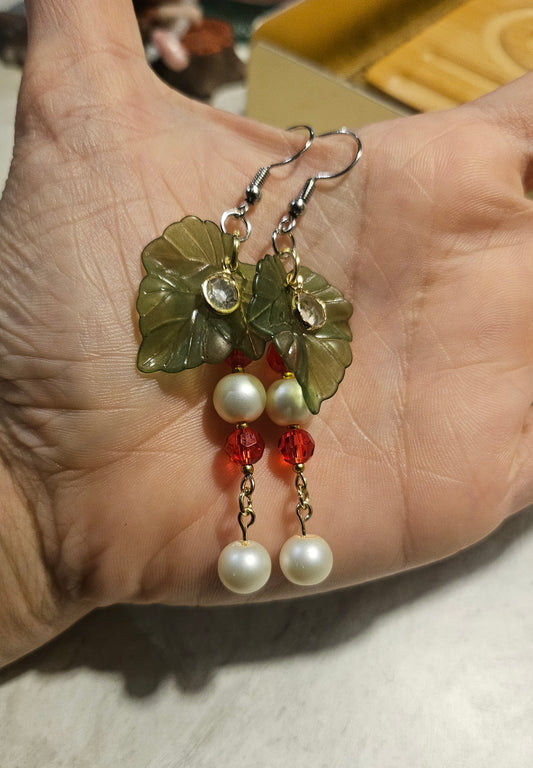 3" Cream Dew Dangly Earrings