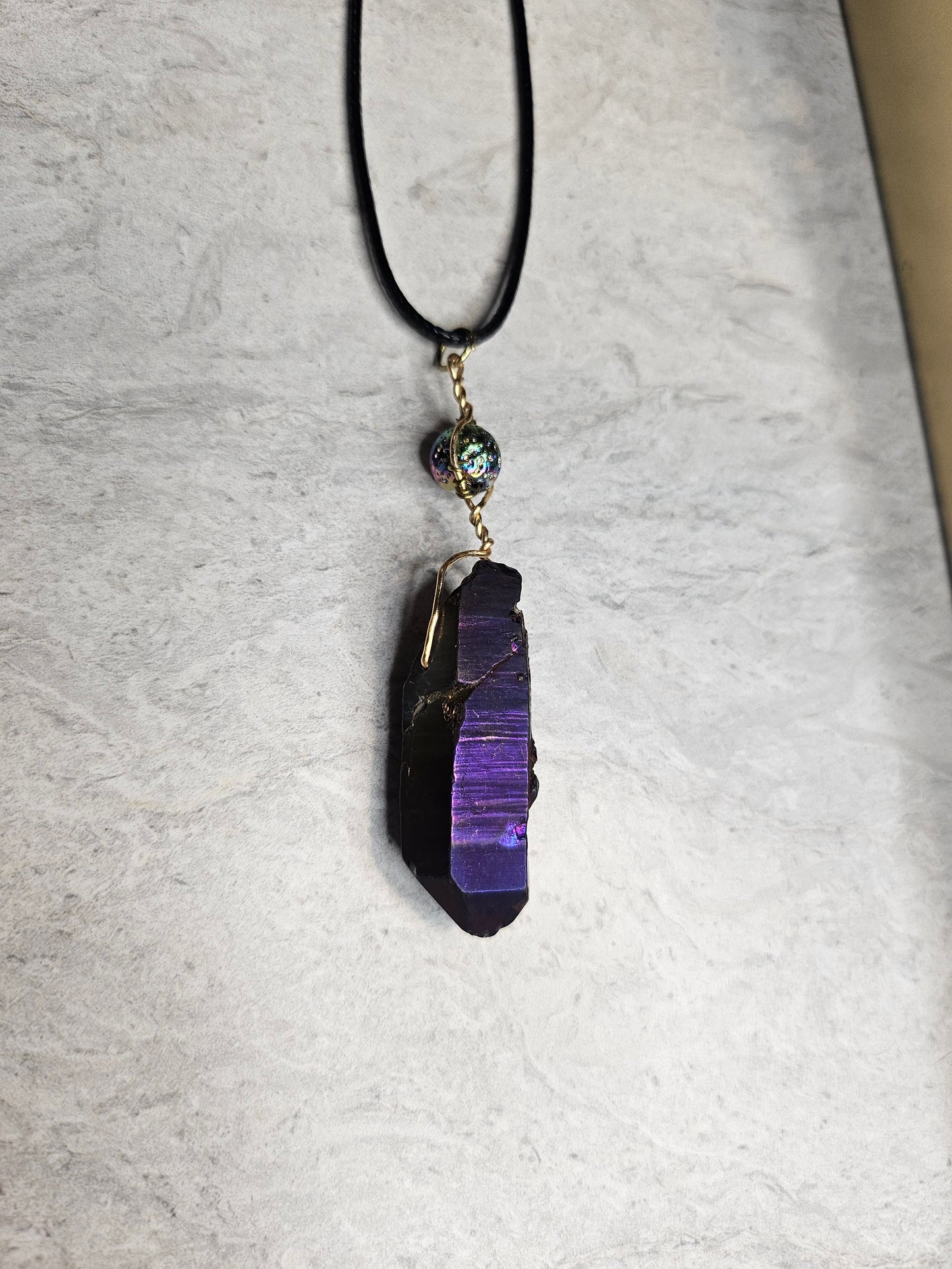 9" Dark Purple Crystal Necklace