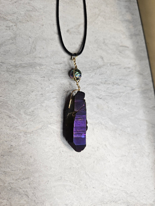 9" Dark Purple Crystal Necklace