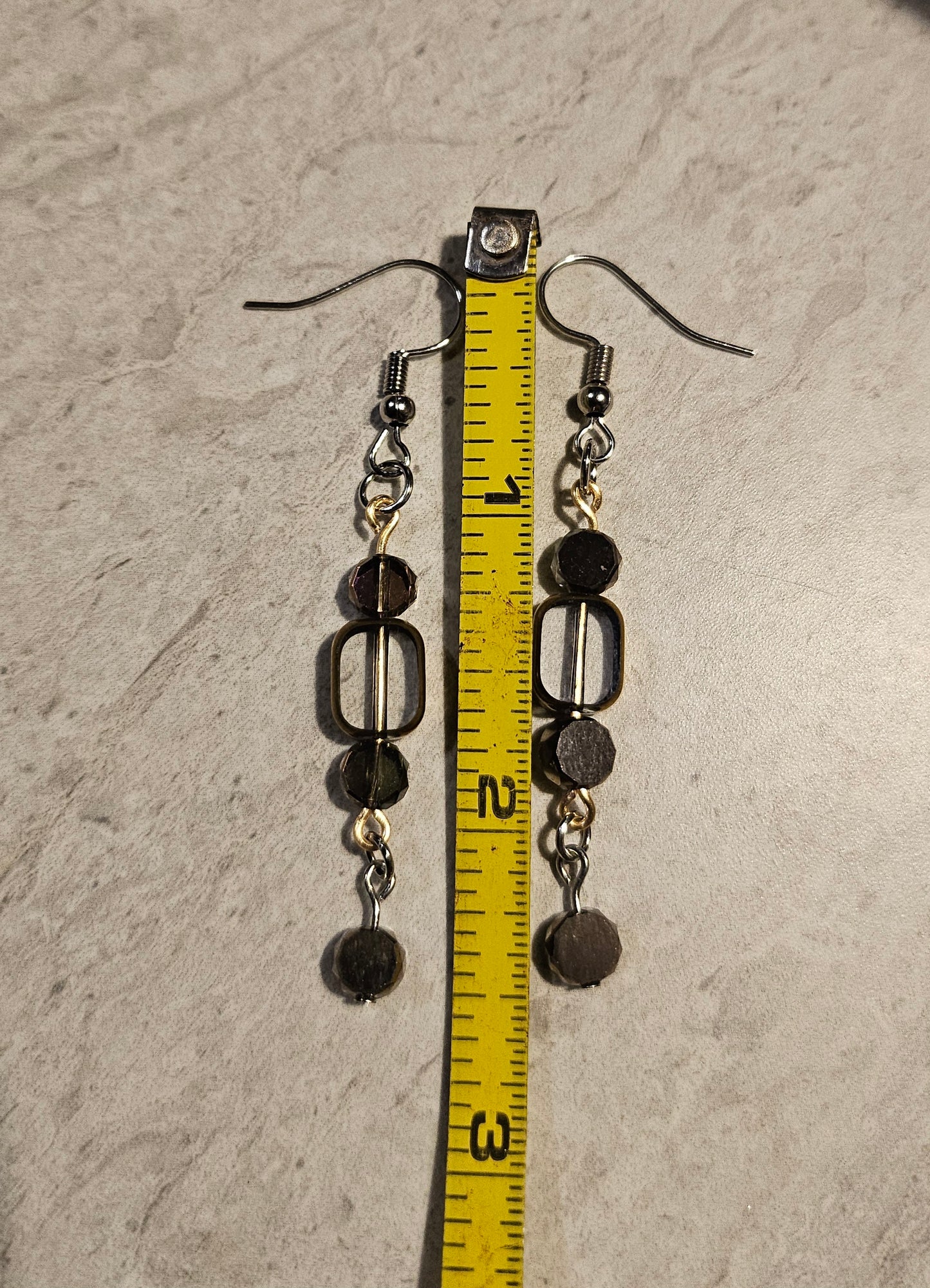 Gold Rimmed Glass Bead Earrings