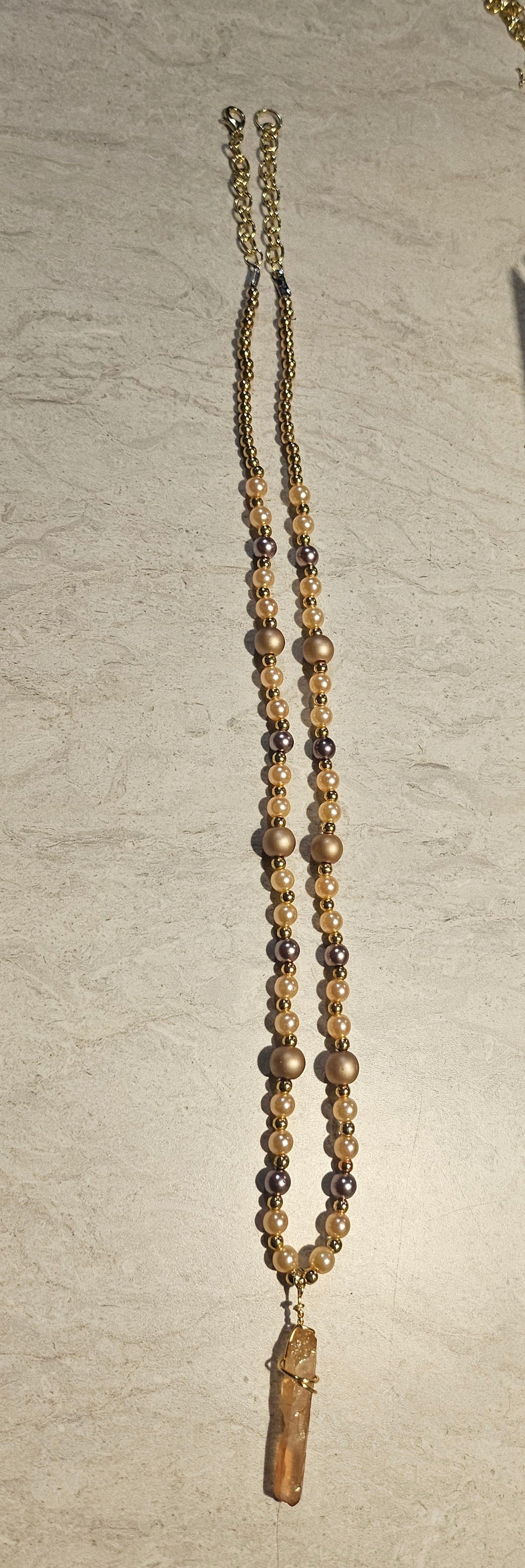 13" Orange Crystal Beaded Necklace