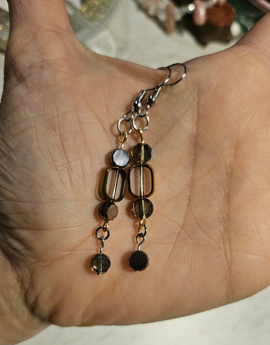 Gold Rimmed Glass Bead Earrings