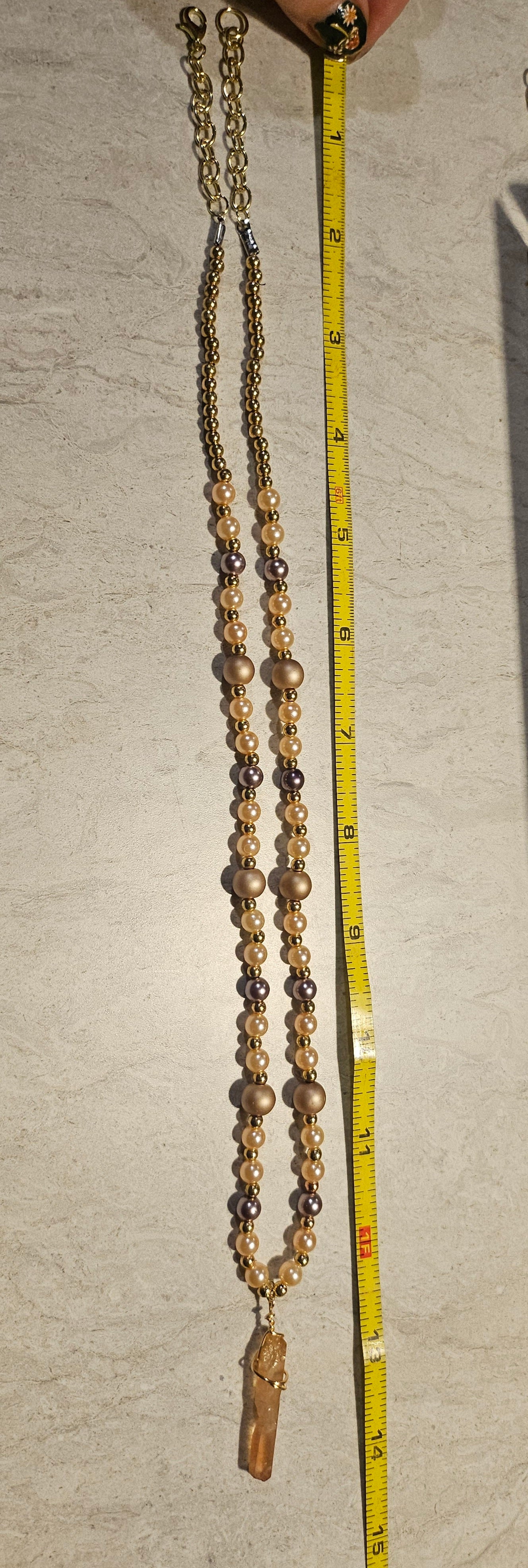 13" Orange Crystal Beaded Necklace