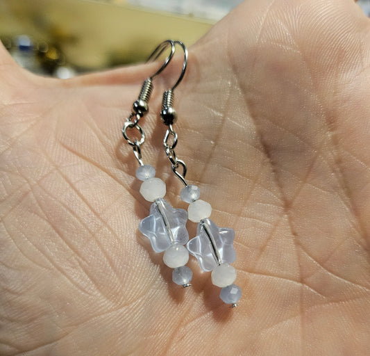 2" Baby Blue Star Earrings