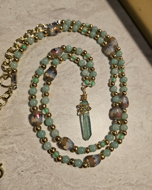 13" Teal Crystal Necklace