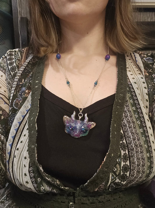 Pink/Blue Odd Kitty Necklace