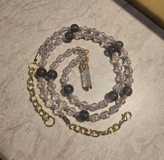 12" Iridescent Grey Crystal Necklace