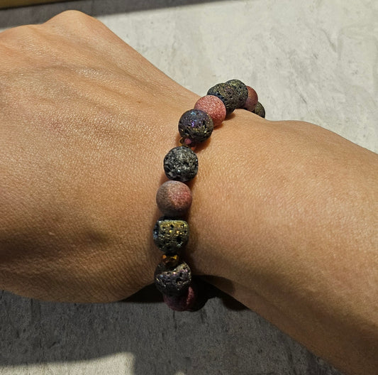 6-7" Red Lava Rock Stretchy Bracelet