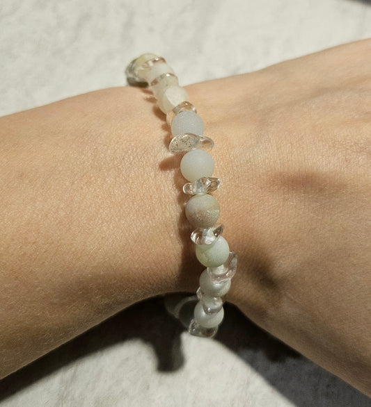 Amanzonite/Clear Quartz 6-7" Stretchy Bracelet