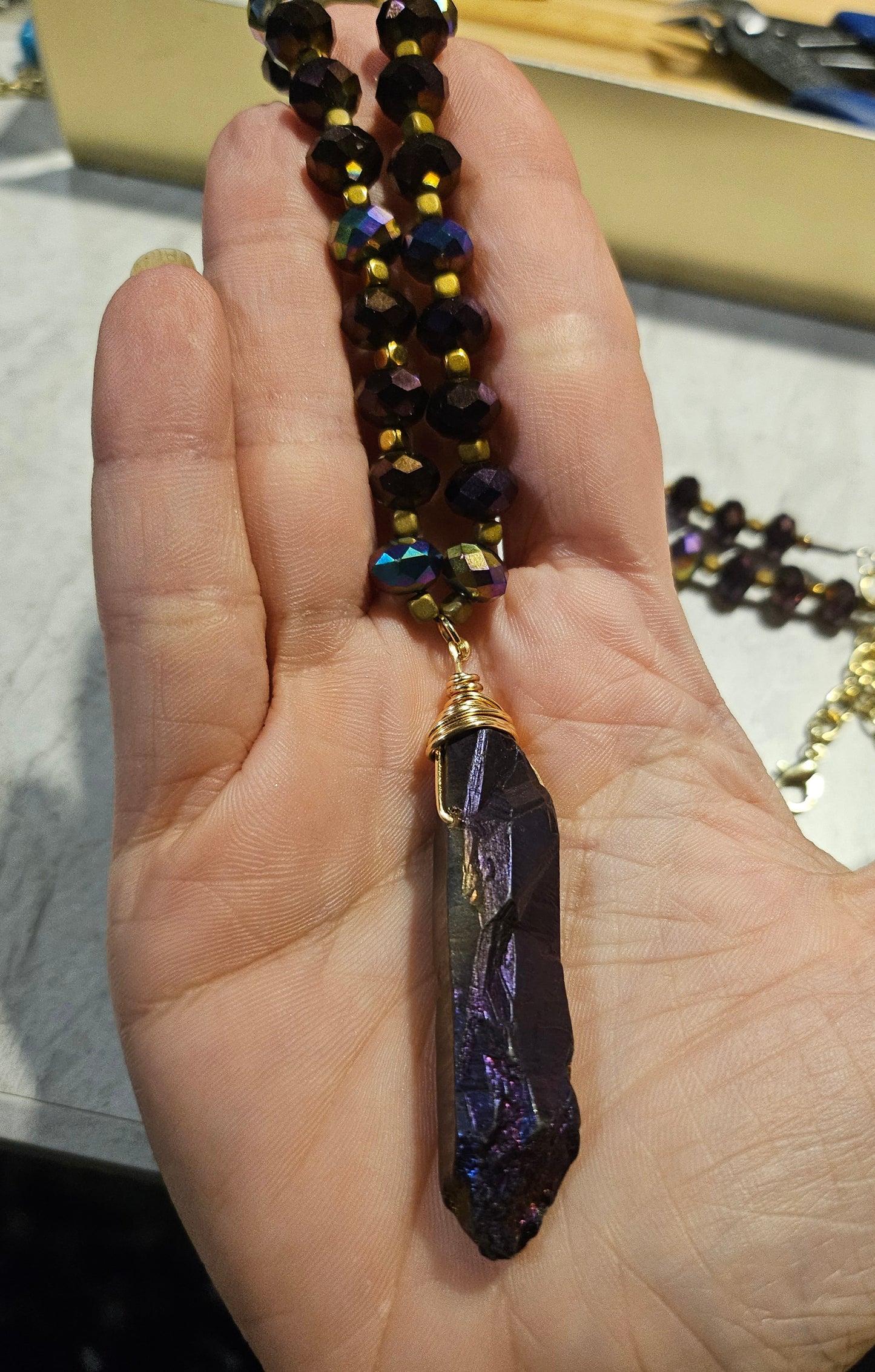 10" Midnight Purple Beaded Necklace