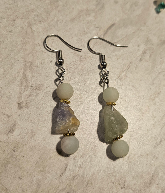 2" Fluorite/Amanzonite Earrings