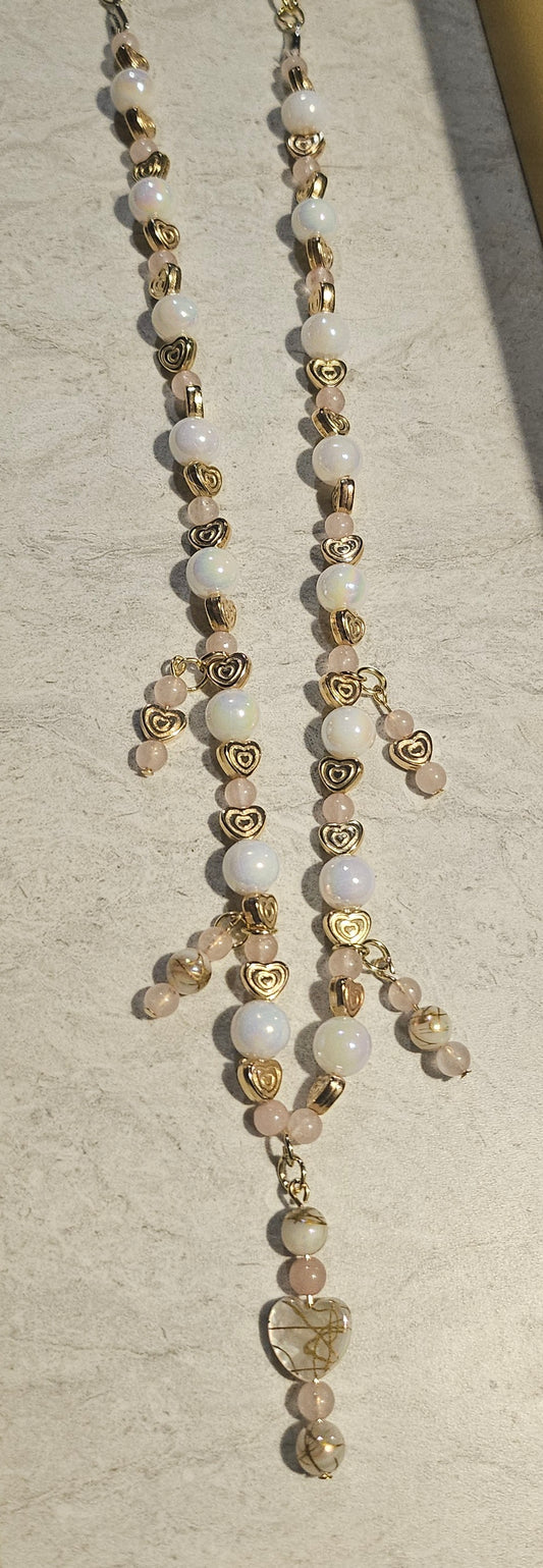 Rose Quartz Heart Beaded Necklace