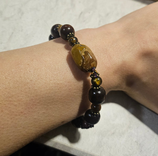 7/8" Agate/Tiger's eye Stretchy Bracelet