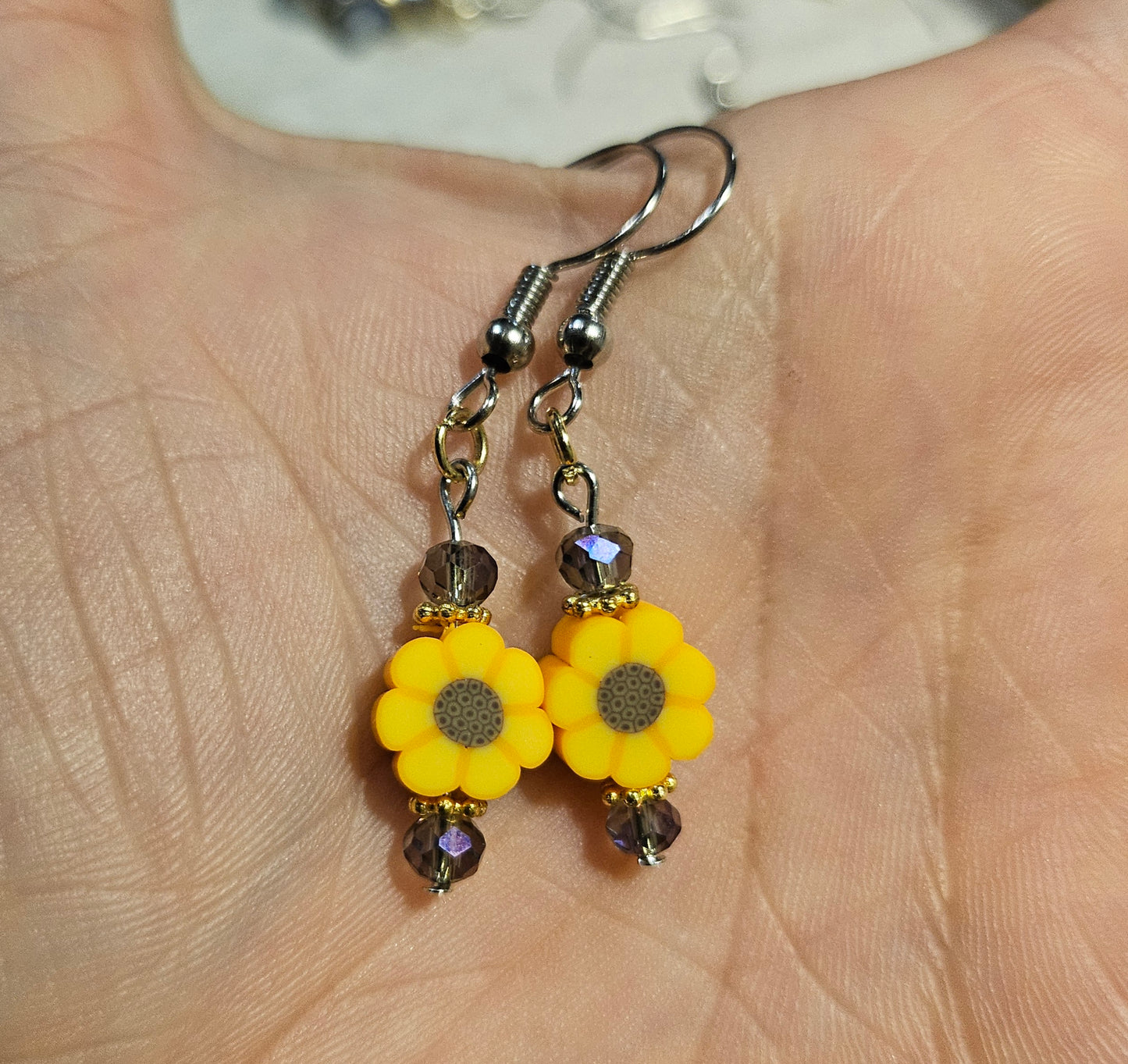 1.75" Sunflower Earrings